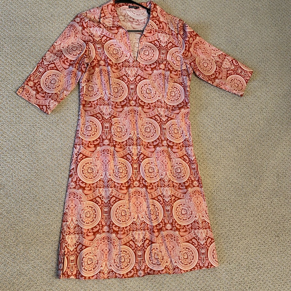 J McLaughlin Red & Pink Paisley Print Dress